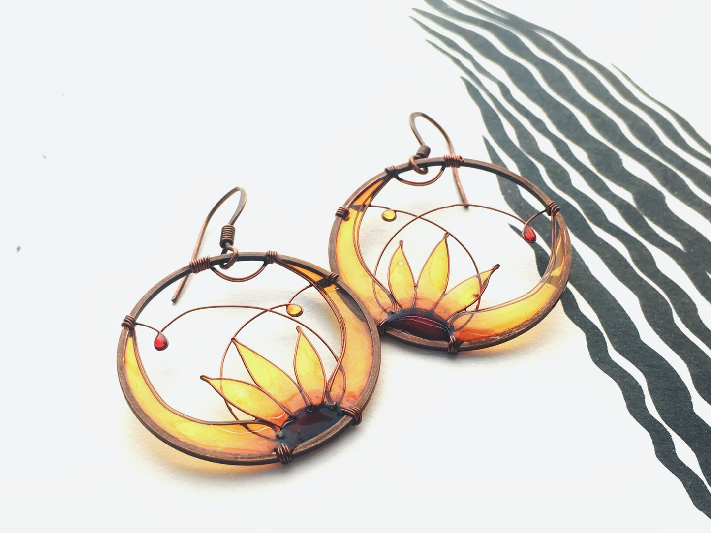 Copper Sunflower Earrings