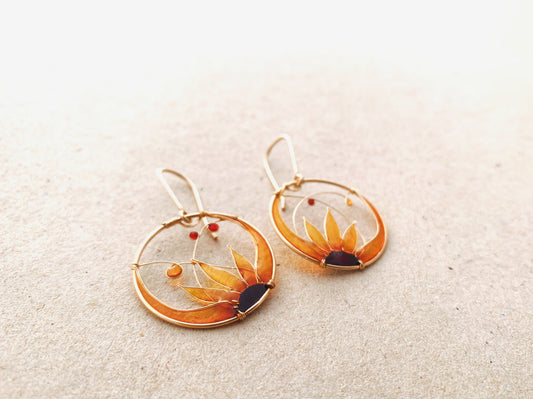 14K Gold Filled Sunflower Earrings